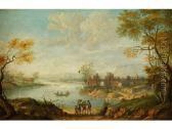 Landschaft Oil Painting by Christian Georg Ii Schuz