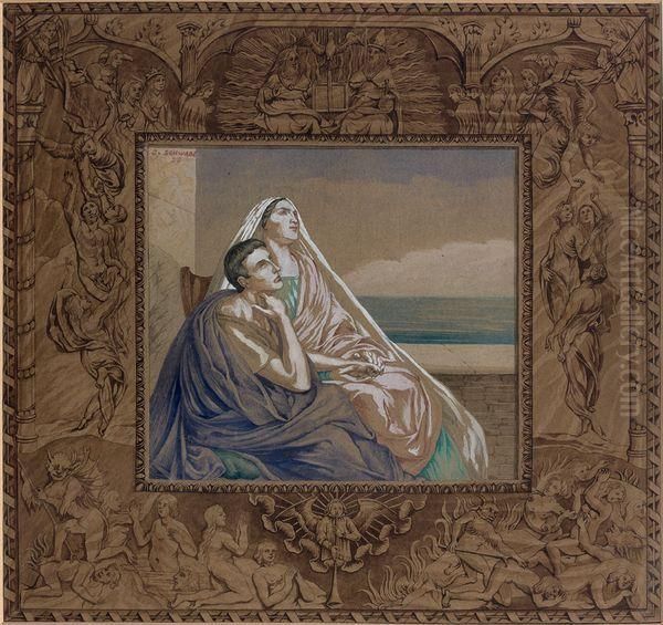 Saint Augustin Et Sainte Monica Oil Painting by Carlos Schwabe