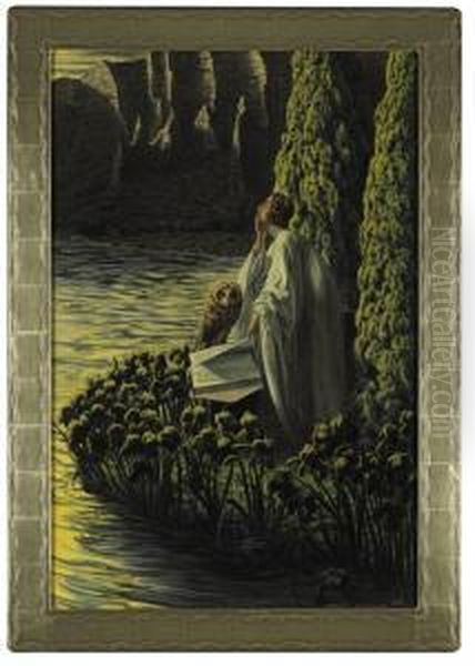 Silence Interieur Oil Painting by Carlos Schwabe