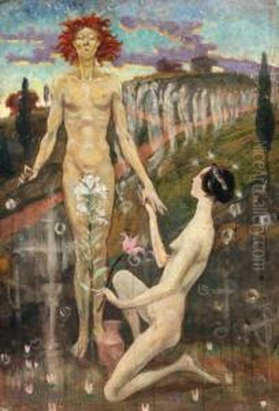 L'amour Triomphant De La Mort Oil Painting by Carlos Schwabe