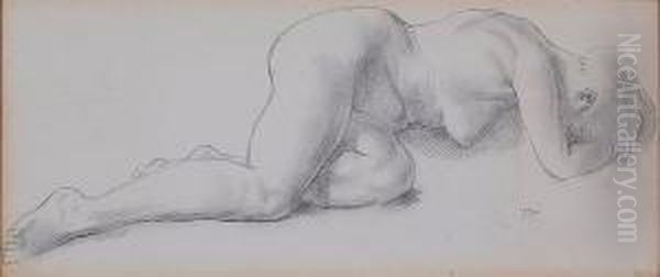 Reclining Nude Oil Painting by Randolph Schwabe