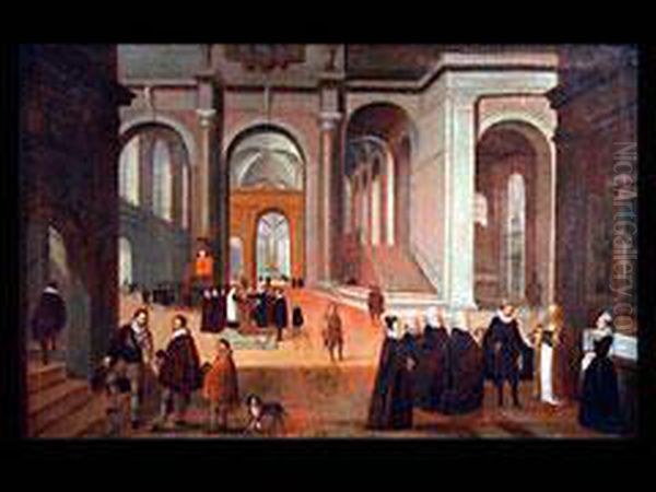 Kircheninterieur Mit Lebenslauf-symbolik Oil Painting by Johann Michael Schwabeda