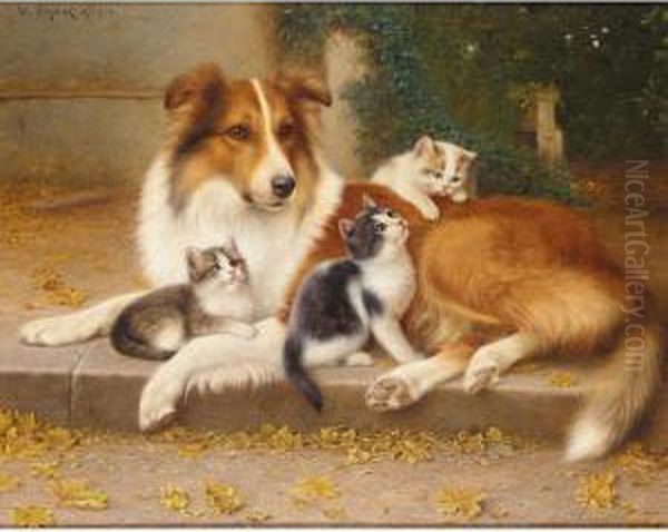 Best Of Friends Oil Painting by Wilhelm Schwar