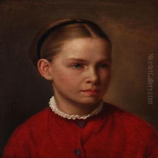 Portrait Of A Young Girl Oil Painting by Frans Schwartz