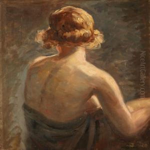 A Female Model Seen From The Back Oil Painting by Frans Schwartz