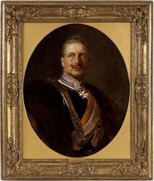 Half Length Portrait Of Kaiser Wilhelm Ii by Alfred Schwarz