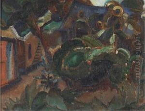 A Farmyard (recto); A Still Life With Fruits On A Table(verso) Oil Painting by Mommie Schwarz