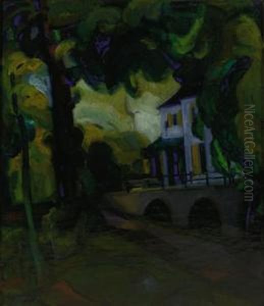 A View In Bergen Oil Painting by Mommie Schwarz