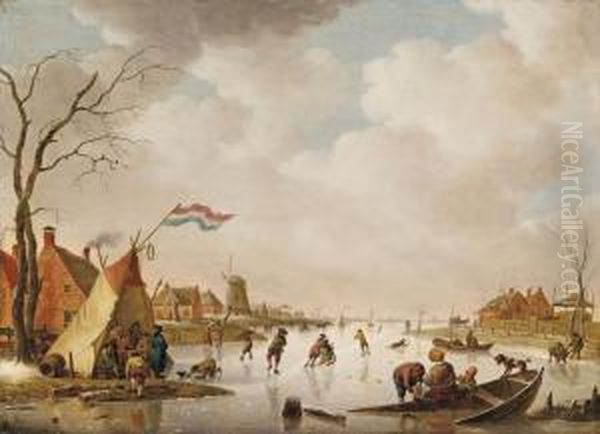 Eisvergnugen Oil Painting by Hendrick Willelm Schweickhardt