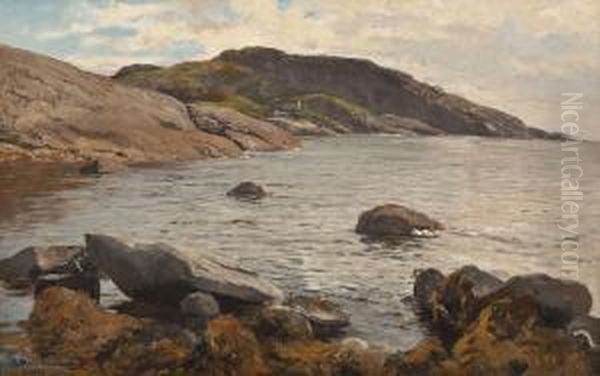 Fjordlandschaft Oil Painting by Adolf Gustav Schweitzer