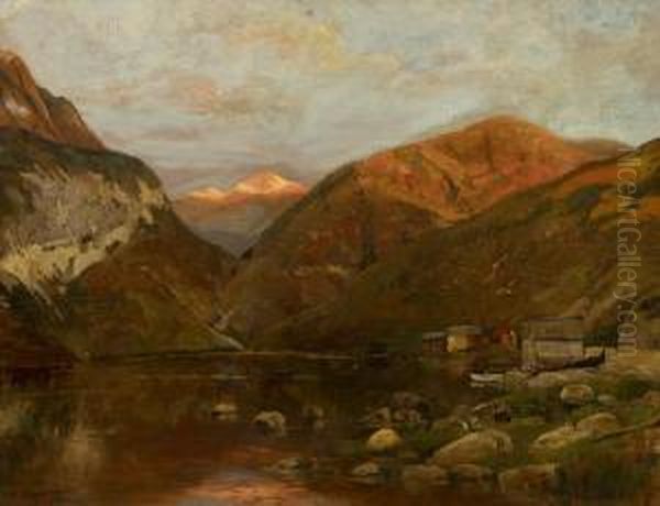 Dammerung Uber Dem Fjord Oil Painting by Adolf Gustav Schweitzer