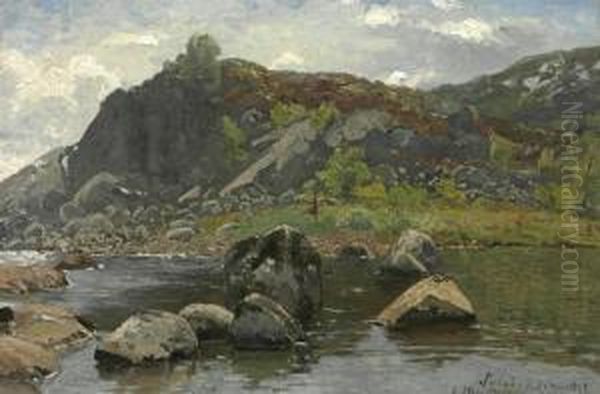 Norwegische Kustenlandschaft Oil Painting by Adolf Gustav Schweitzer