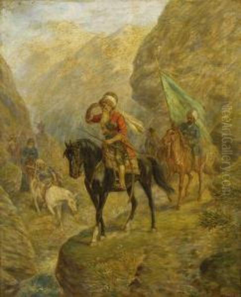 Kaukasische Reiter Oil Painting by Reinhold Schweitzer