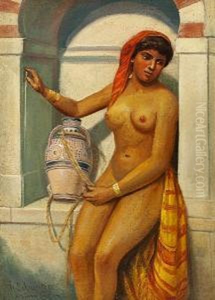 Young Oriental Woman Oil Painting by Reinhold Schweitzer