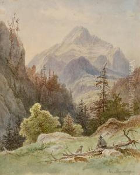 Blick Auf Den Otscher Oil Painting by Josef Schwemminger