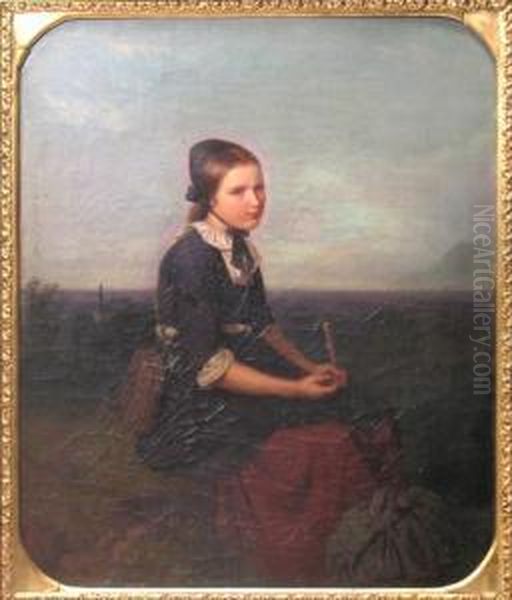 Girl Resting Oil Painting by Georg Schwer