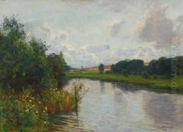 An Der Luhe Oil Painting by Friedrich Wilhelm Schwinge