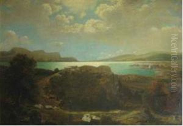 Lago Di Bolsena Oil Painting by Friedrich Wilhelm Schwinge