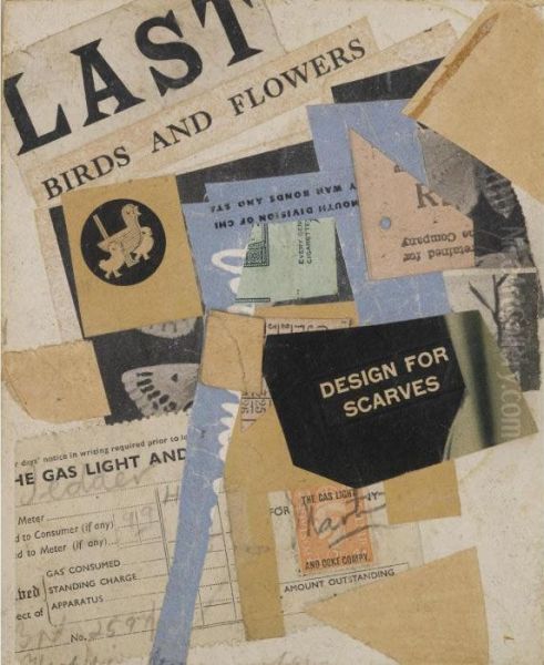 C 50 Letzte Vogel Und Blumen (c 50 Last Birds And Flowers) Oil Painting by Kurt Schwitters