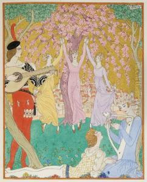 Illustrations De George Barbier Gravees Sur Bois Par Pierre Bouchet. Oil Painting by Marcel Schwob