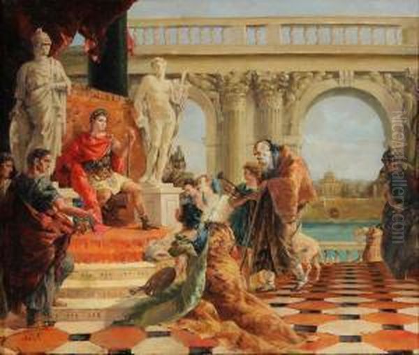 Scena Classica Sullo Sfondo Diroma Oil Painting by Giuseppe Sciuti