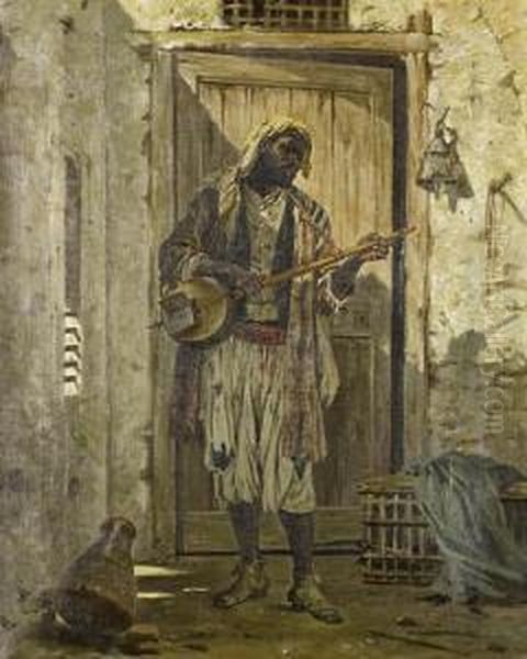 Portrait Of A Musician Oil Painting by Antonio, Cavaliero Scognamiglio