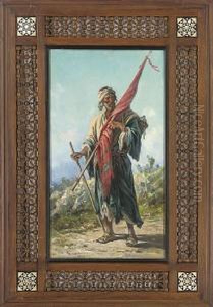 A Moorish Flag Bearer Oil Painting by Antonio, Cavaliero Scognamiglio