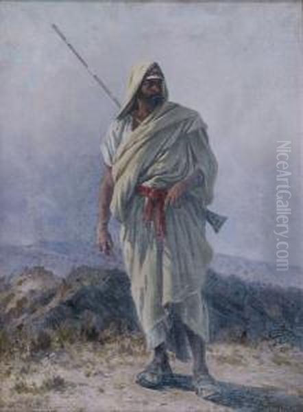 An Arab Warrior Oil Painting by Antonio, Cavaliero Scognamiglio