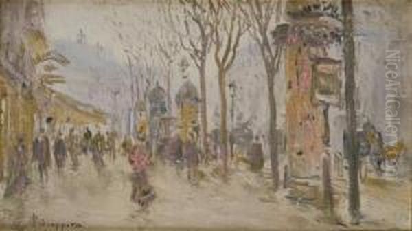 Via Di Parigi Oil Painting by Pietro Scoppetta