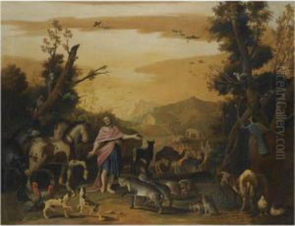 The Animals Entering Noah's Ark Oil Painting by Sinibaldo Scorza