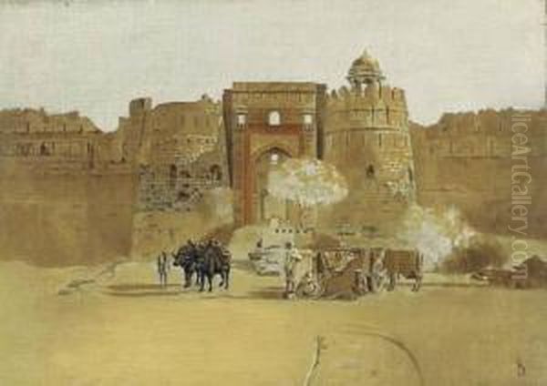 The Western Gate Of The Purana Qila, Delhi Oil Painting by Alexander Scott