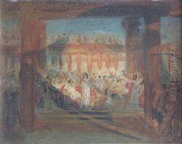 A Classical Banquet Oil Painting by David Scott