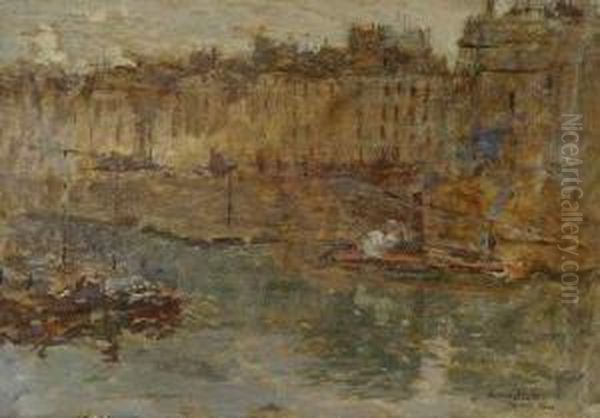 La Seine A Paris Oil Painting by Frank Edwin Scott