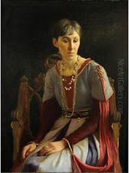 Portrait Of A Lady In Medieval Dress Oil Painting by John Scott