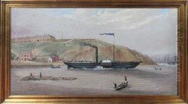 The Inaugural Voyage Of The Paddle Steamer Industry Oil Painting by John Scott