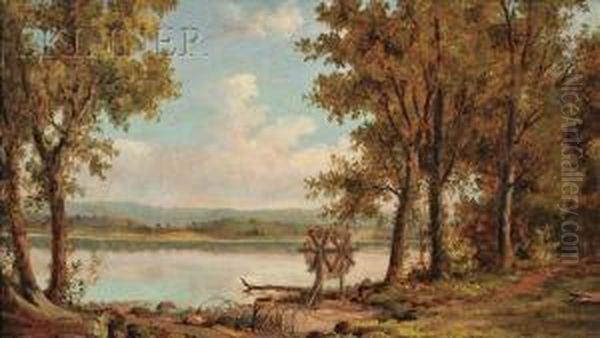 Autumn View On A Lake Oil Painting by John White Allen Scott