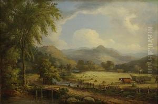 Haying In The White Mountains Oil Painting by John White Allen Scott