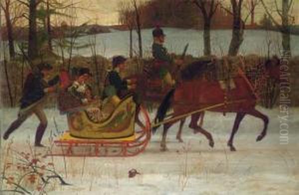 Horse-drawn Sleigh Oil Painting by Julian Scott