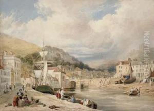 View Of Dover Harbour Looking Towards The Castle Oil Painting by William Henry Stothard