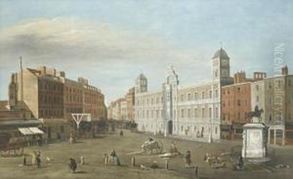 A View Of Northumberland House Oil Painting by Samuel Scott