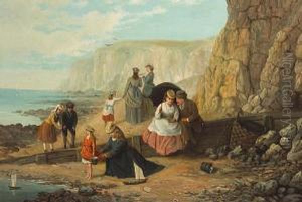 A Beach Scene At Dover Oil Painting by William Bell Scott