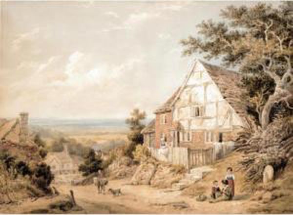 Haslemere, Surrey; Landscape With A Windmill Oil Painting by William Henry Stoth. Scott