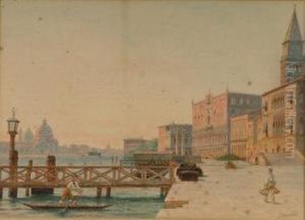 Italian Venezia Riviera; Venezia-palazzo Oil Painting by Lemmo Rossi Scotti