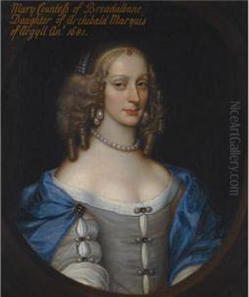 Portrait Of Lady Mary Campbell, Countess Of Breadalbane Oil Painting by David Scougall