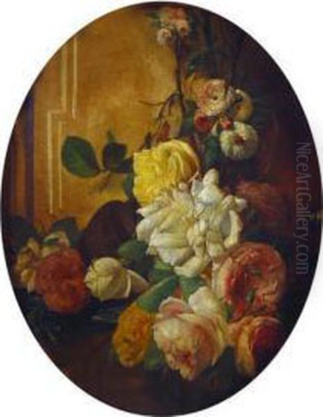 Natura Morta Di Fiori Oil Painting by Luigi Scrosati