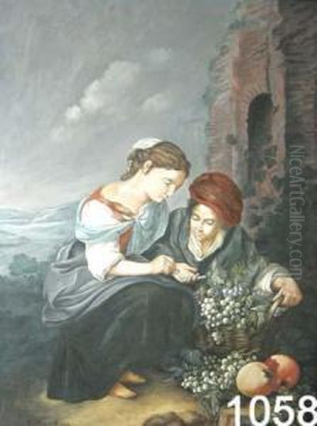 Venditrice Di Frutta. Oil Painting by Enrico Scuri