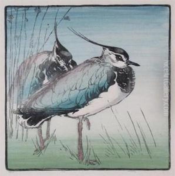 Lapwings Oil Painting by Allen William Seaby