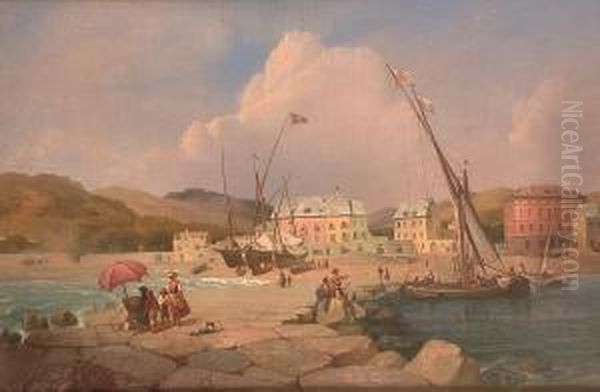 A Neapolitan Harbour Oil Painting by Charles Henry Seaforth