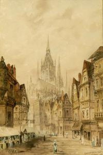 Erfurt Cathedral Oil Painting by Helen R. Searle