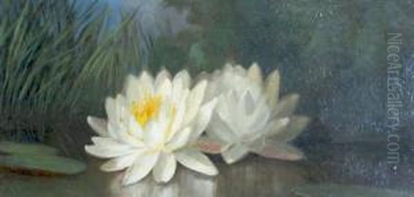 Lily Pond Oil Painting by George W. Seavey